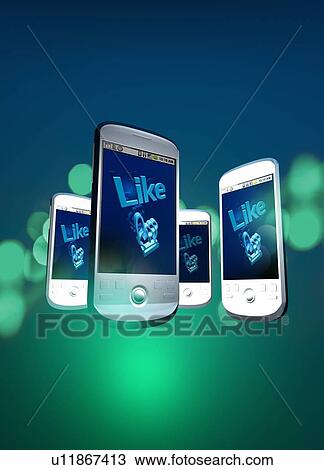 "Social media 'likes', Illustration" View Large Illustration Drawing - "Social media 'likes', Illustration". Fotosearch