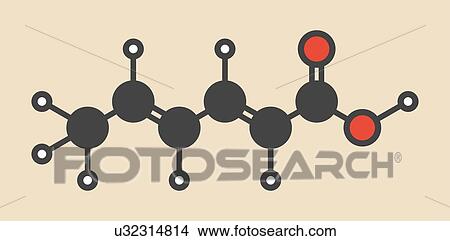 Stock Illustration - Sorbic acid food preservative molecule. Fotosearch