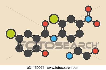Clip Art - Tapeworm drug molecule. Fotosearch