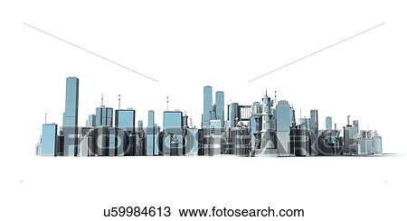 "Urban skyline, Illustration" View Large Illustration Drawing - "Urban skyline, Illustration". Fotosearch