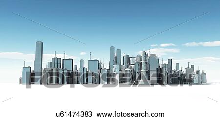 "Urban skyline, Illustration" View Large Illustration Drawing - "Urban skyline, Illustration". Fotosearch