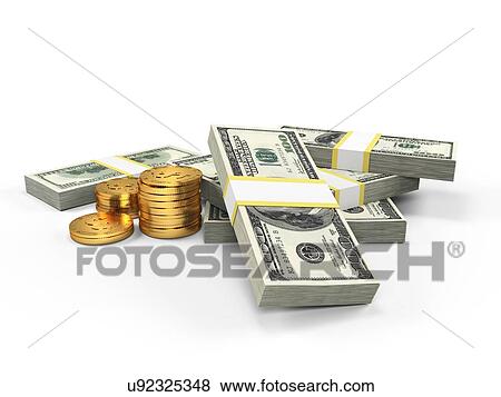 "US dollars and golden coins, Illustration" View Large Illustration Stock Illustration - "US dollars and golden coins, Illustration". Fotosearch