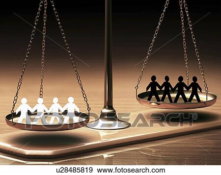Stock Illustration - "Weighing scales with people, Illustration". Fotosearch