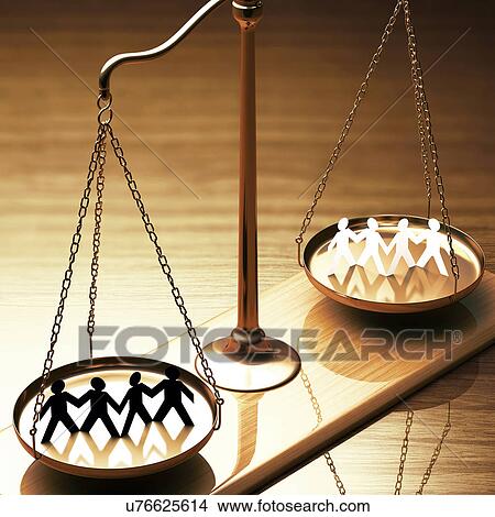 Stock Illustration - "Weighing scales with people, Illustration". Fotosearch