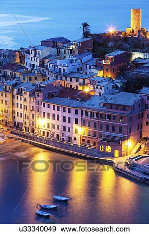 Stock Photo - Aerial view of coastal town. Fotosearch