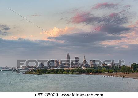 Stock Photo - Beach with skyline in background. Fotosearch