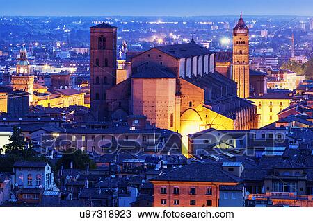 Bologna Cathedral at night View Large Photo Image Stock Image - Bologna Cathedral at night. Fotosearch
