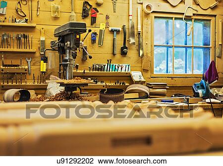 Carpentry workbench with tools View Large Photo Image Stock Image - Carpentry workbench with tools. Fotosearch