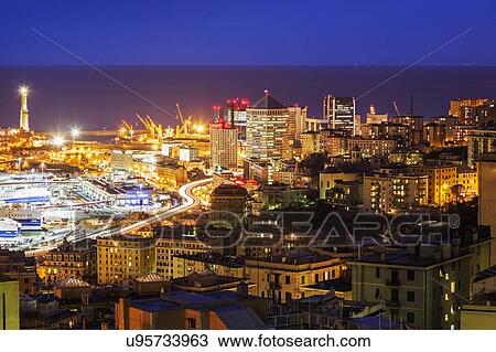 Cityscape with harbor in background at night View Large Photo Image Stock Image - Cityscape with harbor in background at night. Fotosearch