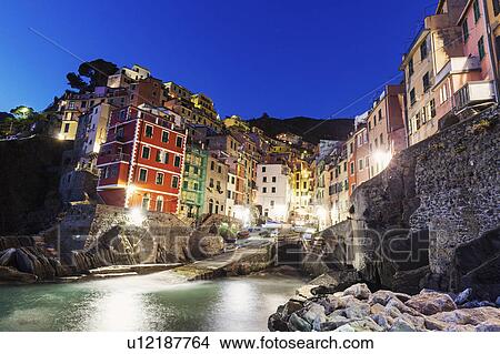Coastal town at night View Large Photo Image Picture - Coastal town at night. Fotosearch