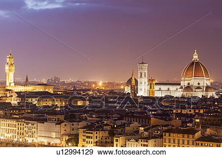 Duomo Santa Maria Del Fiore and Palazzo Vecchio View Large Photo Image Stock Photo - Duomo Santa Maria Del Fiore and Palazzo Vecchio. Fotosearch