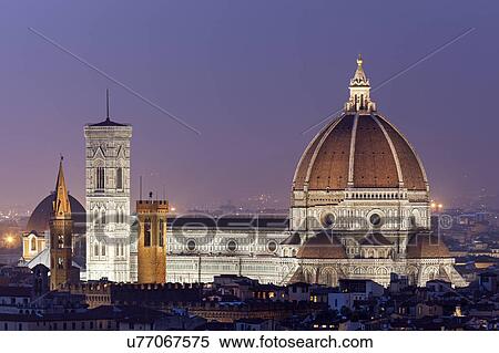 Duomo Santa Maria Del Fiore at dusk View Large Photo Image Stock Photography - Duomo Santa Maria Del Fiore at dusk. Fotosearch