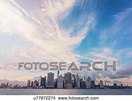 Financial district of lower Manhattan and Hudson River View Large Photo Image Picture - Financial district of lower Manhattan and Hudson River. Fotosearch