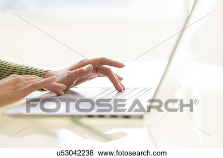Hands typing on laptop keyboard View Large Photo Image Stock Photo - Hands typing on laptop keyboard. Fotosearch
