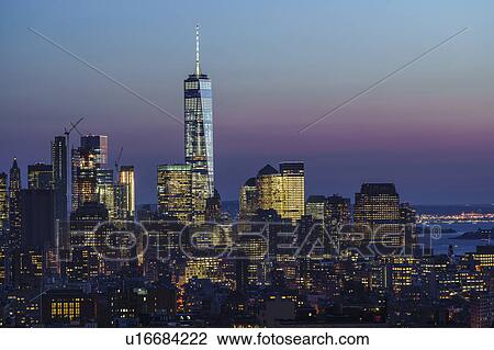 Illuminated skyline at sunrise View Large Photo Image Stock Image - Illuminated skyline at sunrise. Fotosearch