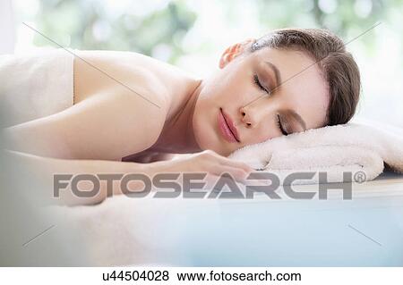 Portrait of beautiful woman in spa View Large Photo Image Stock Photo - Portrait of beautiful woman in spa. Fotosearch
