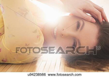 Portrait of beautiful woman with brown hair View Large Photo Image Stock Photograph - Portrait of beautiful woman with brown hair. Fotosearch