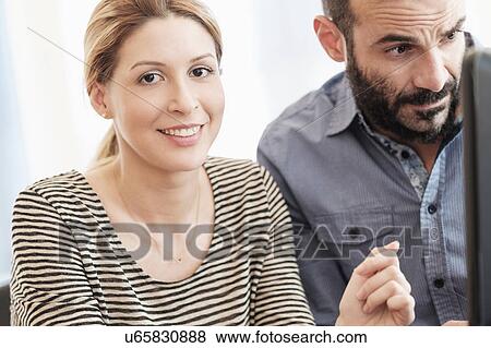 Stock Photo - Portrait of woman and man. Fotosearch