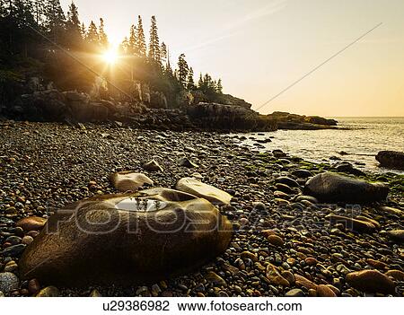 Rocks and pebbles on beach at sunrise View Large Photo Image Stock Image - Rocks and pebbles on beach at sunrise. Fotosearch