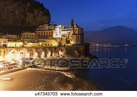 Stock Image - Townscape at dusk. Fotosearch