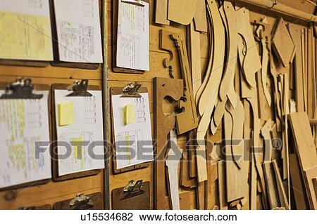 Stock Image - Wall in carpentry workshop. Fotosearch
