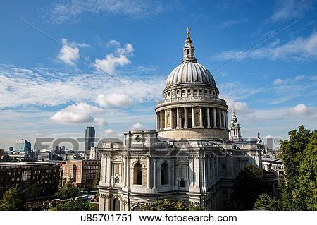 Elevated view of St Pauls Cathedral, London, UK View Large Photo Image Stock Image - Elevated view of St Pauls Cathedral, London, UK. Fotosearch