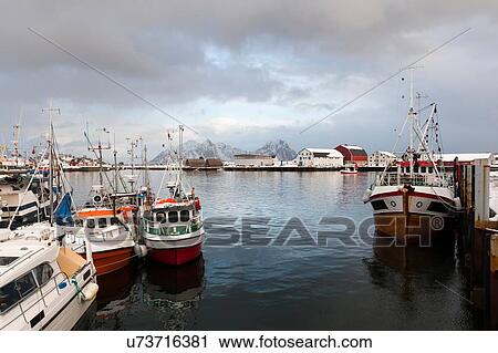 Stock Image - Fishing boats, Svolvaer, Lofoten Islands, Norway. Fotosearch