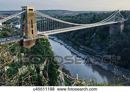 Landscape of Clifton suspension bridge over river Avon, Bristol, UK View Large Photo Image Stock Photo - Landscape of Clifton suspension bridge over river Avon, Bristol, UK. Fotosearch