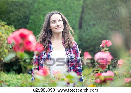 Mid adult woman strolling in rose gardens at Thornbury Castle, South Gloucestershire, UK View Large Photo Image Stock Image - Mid adult woman strolling in rose gardens at Thornbury Castle, South Gloucestershire, UK. Fotosearch