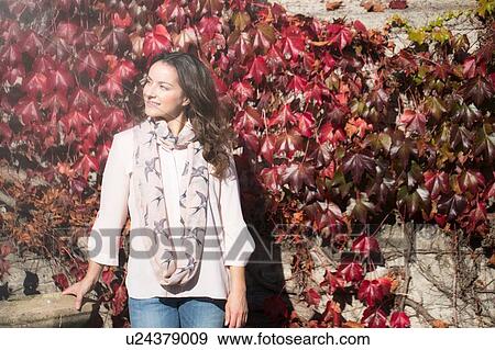 Stock Photo - Portrait of woman at Thornbury Castle, South Gloucestershire, UK. Fotosearch