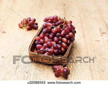 Red grapes in vintage wicker basket View Large Photo Image Stock Image - Red grapes in vintage wicker basket. Fotosearch