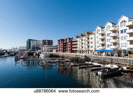 Picture - Row of waterfront apartments, Svolvaer, Lofoten Islands, Norway. Fotosearch