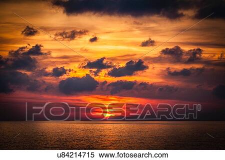 Seascape with sunset on horizon, Camogli, Liguria, Italy View Large Photo Image Stock Photography - Seascape with sunset on horizon, Camogli, Liguria, Italy. Fotosearch