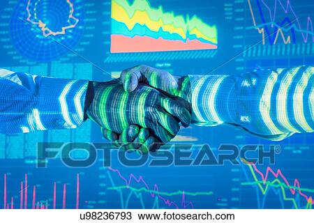 Businessmen shaking hands with projected graphical financial data, close up View Large Photo Image Stock Image - Businessmen shaking hands with projected graphical financial data, close up. Fotosearch