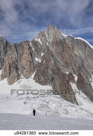 Climber on glacier, Mer de Glace, Mont Blanc, France View Large Photo Image Stock Image - Climber on glacier, Mer de Glace, Mont Blanc, France. Fotosearch