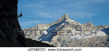 Climber on rocky wall, Mont Blanc, France View Large Photo Image Stock Image - Climber on rocky wall, Mont Blanc, France. Fotosearch