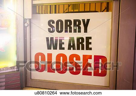 Picture - Close signage in shop. Fotosearch