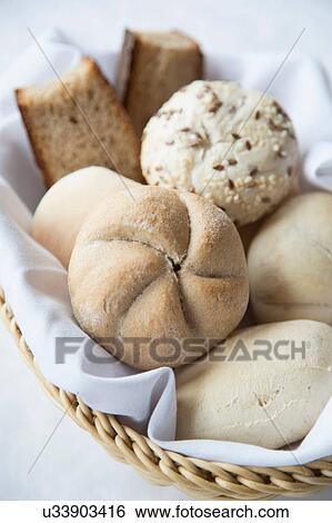 Stock Photograph - Close up view of assorted bread rolls. Fotosearch