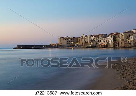 Stock Photo - Coastline, Cefalu, Sicily. Fotosearch