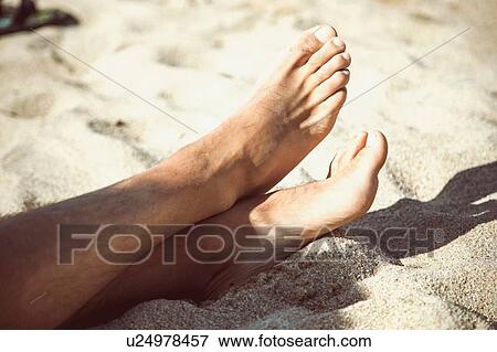 Cropped view of bare feet on sandy beach, Costa Paradiso, Sardinia, Italy View Large Photo Image Stock Photo - Cropped view of bare feet on sandy beach, Costa Paradiso, Sardinia, Italy. Fotosearch