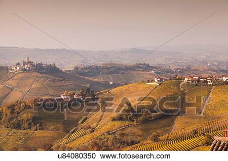 Elevated landscape with autumn vineyards and hill villages, Langhe, Piedmont, Italy View Large Photo Image Stock Image - Elevated landscape with autumn vineyards and hill villages, Langhe, Piedmont, Italy. Fotosearch