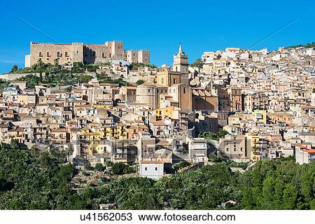 Elevated view of Caccamo castle and village, Caccamo, Sicily, Italy View Large Photo Image Stock Image - Elevated view of Caccamo castle and village, Caccamo, Sicily, Italy. Fotosearch