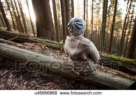 Female toddler sitting on tree trunk in forest, Tegernsee, Bavaria, Germany View Large Photo Image Stock Photo - Female toddler sitting on tree trunk in forest, Tegernsee, Bavaria, Germany. Fotosearch