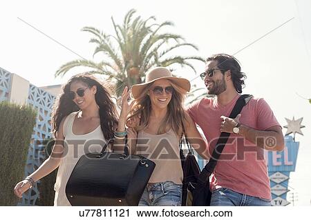 Happy tourists, Los Angeles, California, USA View Large Photo Image Stock Image - Happy tourists, Los Angeles, California, USA. Fotosearch