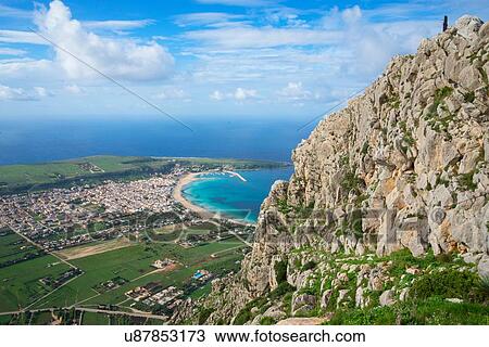 High angle view of Monte Monaco and San Vito Lo Capo, Sicily, Italy View Large Photo Image Stock Image - High angle view of Monte Monaco and San Vito Lo Capo, Sicily, Italy. Fotosearch