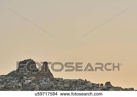 Picture - Hillside village at dusk, Cappadocia, Anatolia, Turkey. Fotosearch