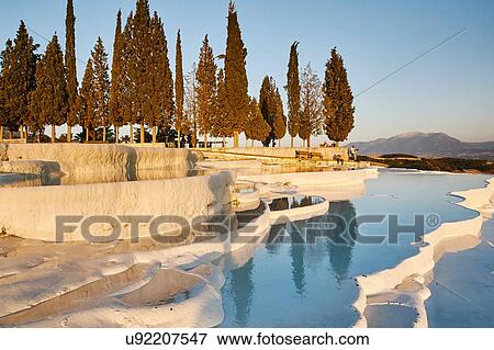 Stock Photo - Hot spring terraces, Pamukkale, Anatolia, Turkey. Fotosearch