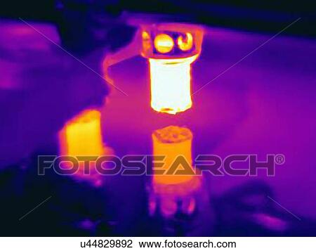 Stock Image - Mechanism of 3D printer, thermal image. Fotosearch