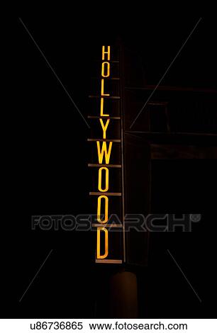 Neon Hollywood sign at night View Large Photo Image Stock Photography - Neon Hollywood sign at night. Fotosearch