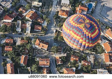 Overhead view of hot air balloon, Cappadocia, Anatolia, Turkey View Large Photo Image Stock Image - Overhead view of hot air balloon, Cappadocia, Anatolia, Turkey. Fotosearch